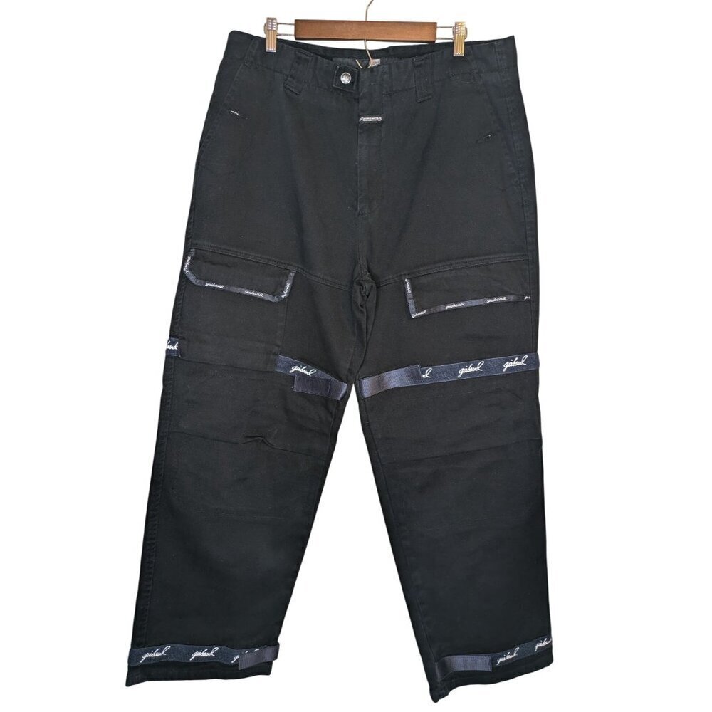 Marithe Francois Girbaud Mens Baggy Shuttle Tape Jeans Size 38M Black Y2K Cargo